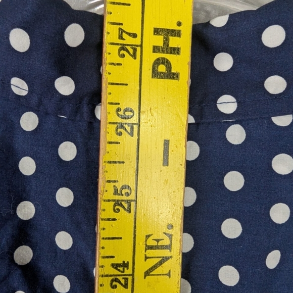 Talbots XL Petite Polkadot Button Down Blouse In Navy/White - Picture 8 of 9